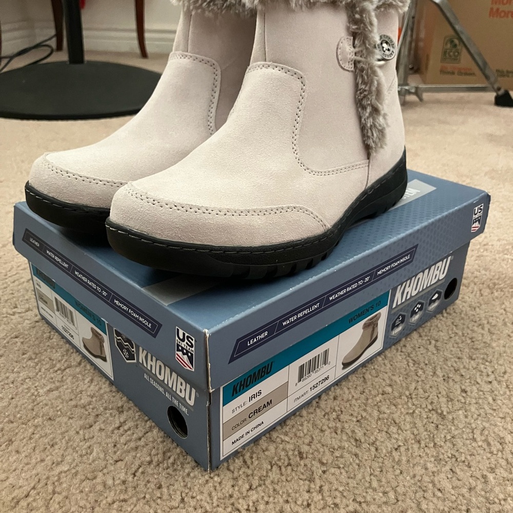 Khombu Cream Winter Rain Boots Stylish and Durable